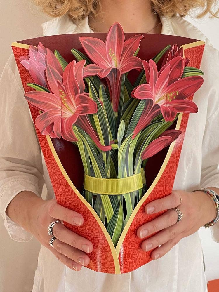 Red Amaryllis Paper Flower Arrangement